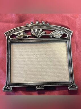 Weston Gallery Photo Picture Frame~Pewter Floral 5x3.5" Pic Missing 1 Lock Tab